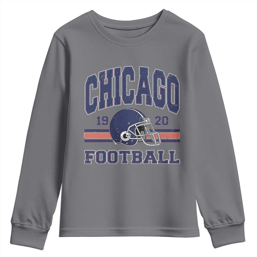 Chicago Football Lover Youth Sweatshirt Windy City Pride Sports Fan TS02 Charcoal Print Your Wear