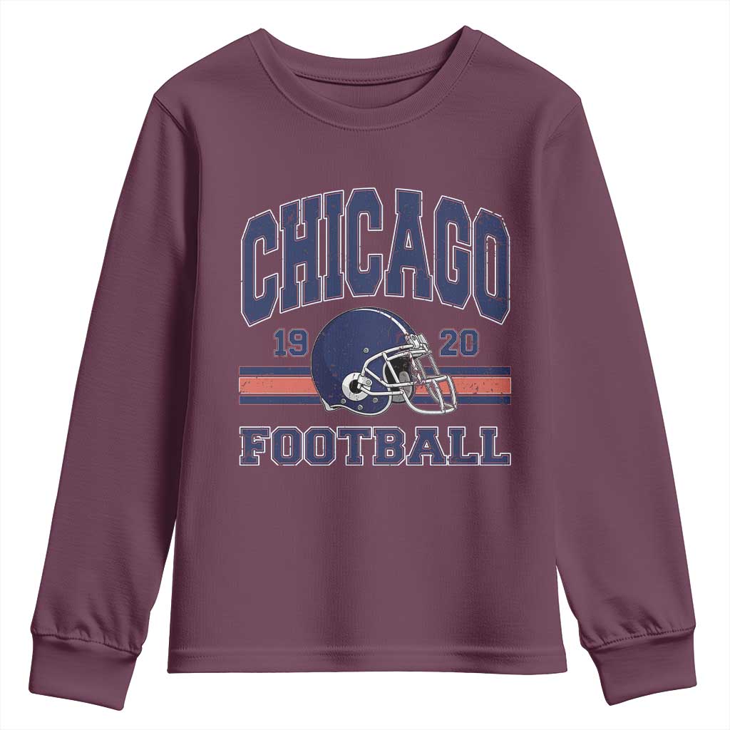 Chicago Football Lover Youth Sweatshirt Windy City Pride Sports Fan TS02 Maroon Print Your Wear