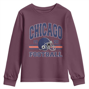 Chicago Football Lover Youth Sweatshirt Windy City Pride Sports Fan TS02 Maroon Print Your Wear