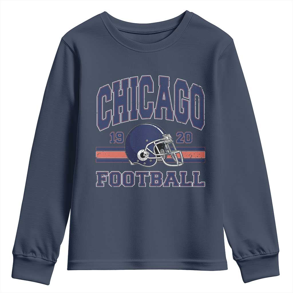 Chicago Football Lover Youth Sweatshirt Windy City Pride Sports Fan TS02 Navy Print Your Wear