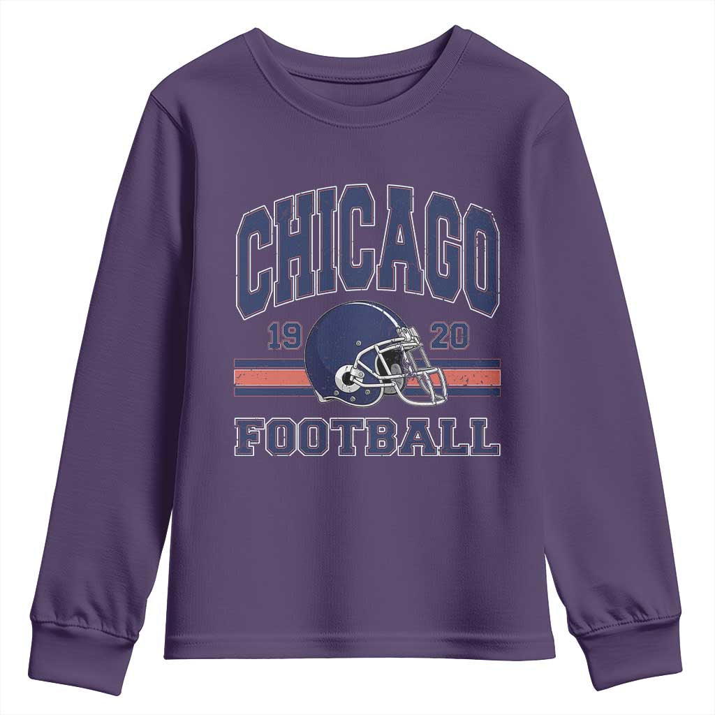 Chicago Football Lover Youth Sweatshirt Windy City Pride Sports Fan TS02 Purple Print Your Wear