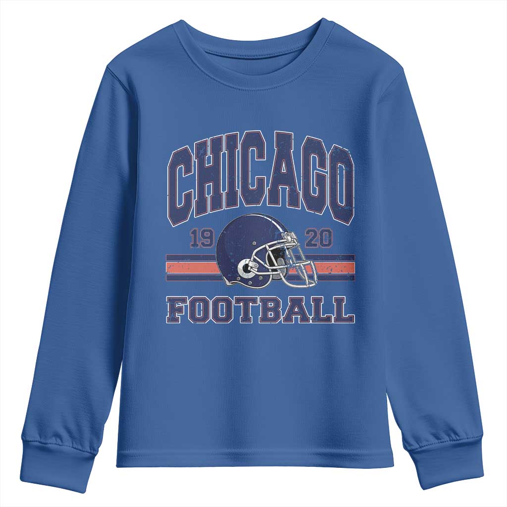 Chicago Football Lover Youth Sweatshirt Windy City Pride Sports Fan TS02 Royal Blue Print Your Wear