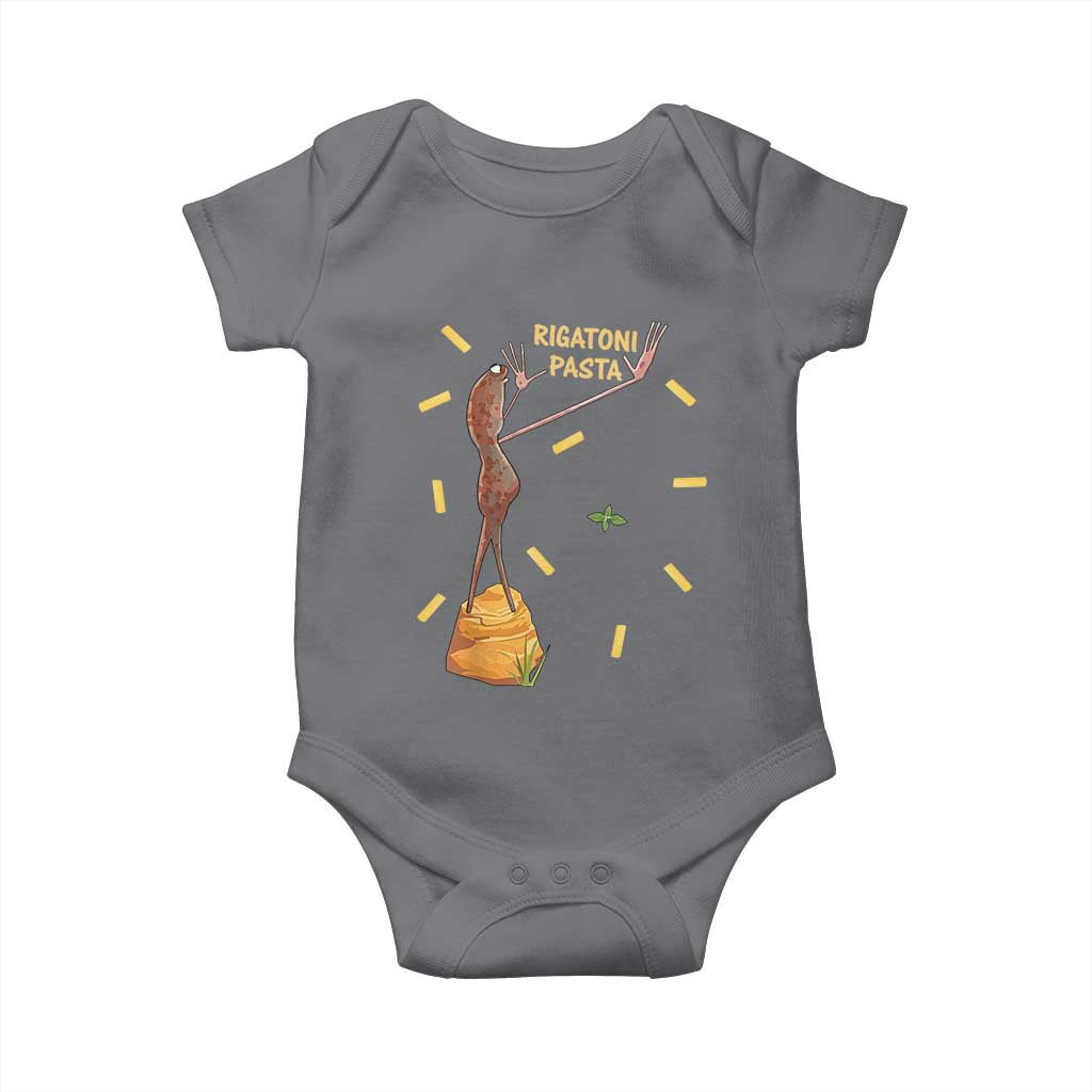 Funny Rigatoni Pasta Marcus The Worm Baby Onesie Dramatic Pasta Lover Foodie Meme TS02 Charcoal Print Your Wear