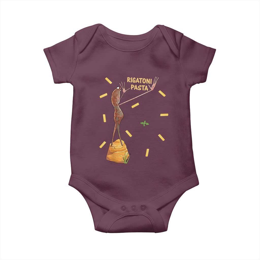 Funny Rigatoni Pasta Marcus The Worm Baby Onesie Dramatic Pasta Lover Foodie Meme TS02 Maroon Print Your Wear