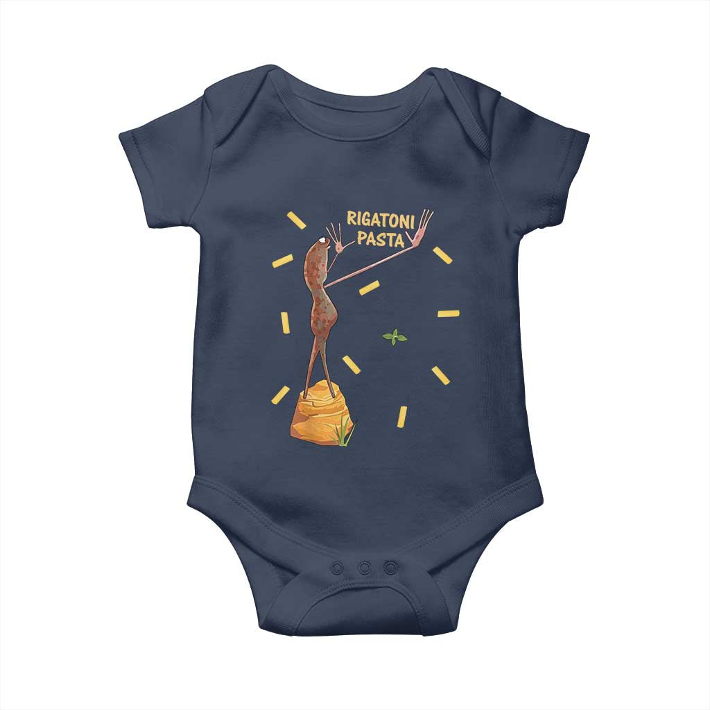 Funny Rigatoni Pasta Marcus The Worm Baby Onesie Dramatic Pasta Lover Foodie Meme TS02 Navy Print Your Wear