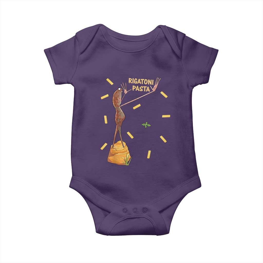 Funny Rigatoni Pasta Marcus The Worm Baby Onesie Dramatic Pasta Lover Foodie Meme TS02 Purple Print Your Wear