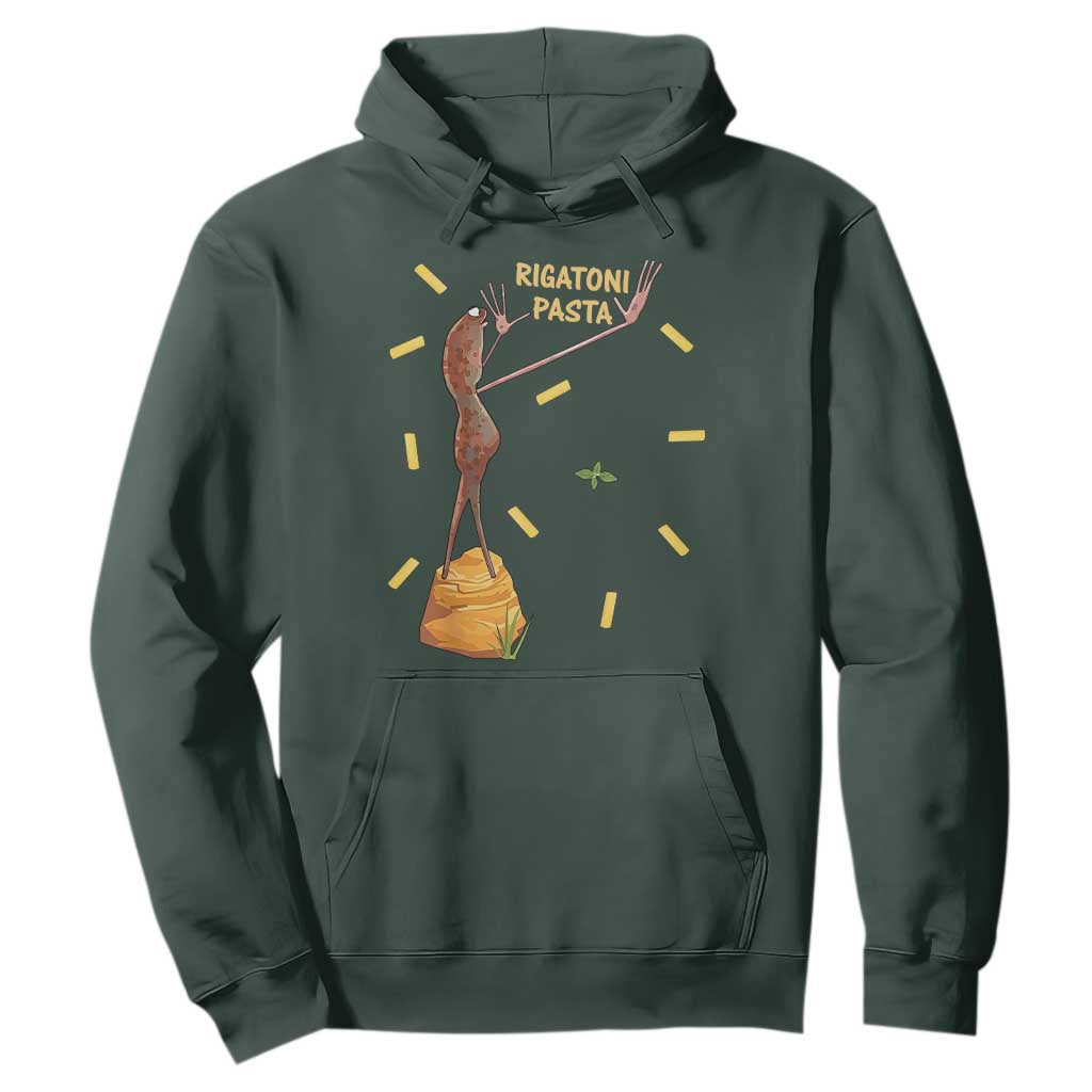 Funny Rigatoni Pasta Marcus The Worm Hoodie Dramatic Pasta Lover Foodie Meme TS02 Dark Forest Green Print Your Wear