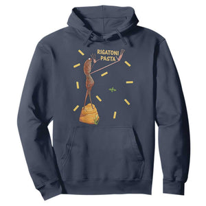 Funny Rigatoni Pasta Marcus The Worm Hoodie Dramatic Pasta Lover Foodie Meme TS02 Navy Print Your Wear