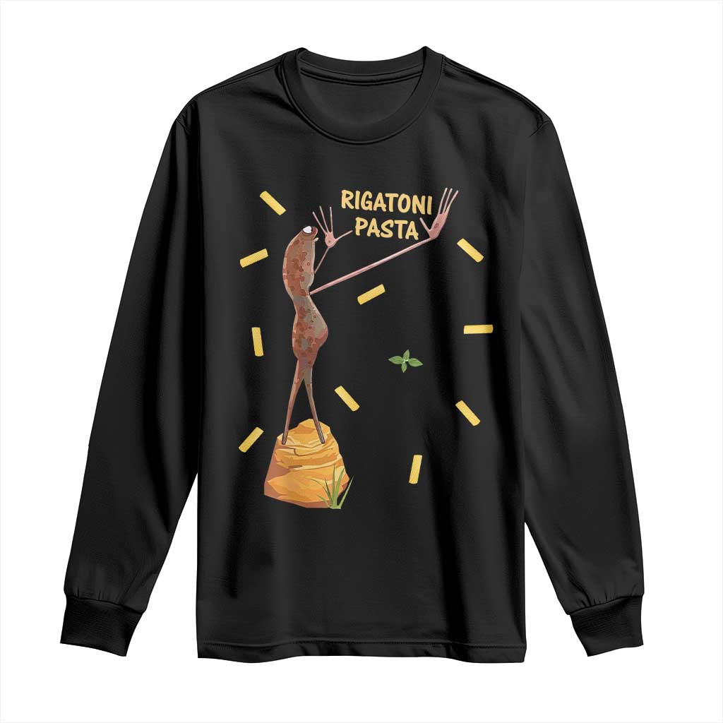 Funny Rigatoni Pasta Marcus The Worm Long Sleeve Shirt Dramatic Pasta Lover Foodie Meme TS02 Black Print Your Wear
