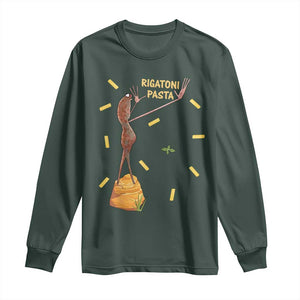 Funny Rigatoni Pasta Marcus The Worm Long Sleeve Shirt Dramatic Pasta Lover Foodie Meme TS02 Dark Forest Green Print Your Wear