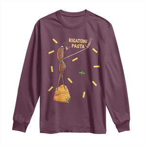 Funny Rigatoni Pasta Marcus The Worm Long Sleeve Shirt Dramatic Pasta Lover Foodie Meme TS02 Maroon Print Your Wear
