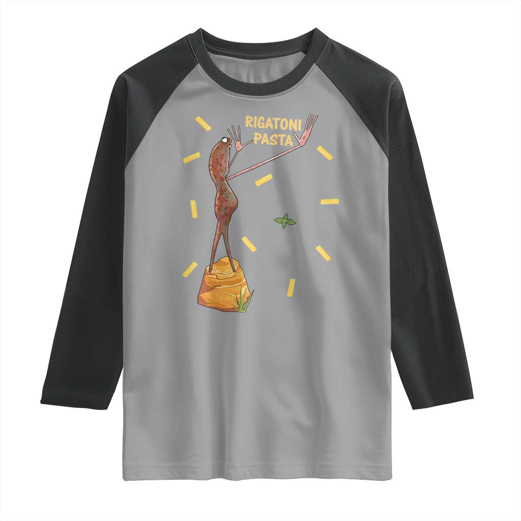 Funny Rigatoni Pasta Marcus The Worm Raglan Shirt Dramatic Pasta Lover Foodie Meme TS02 Sport Gray Black Print Your Wear