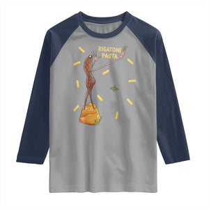 Funny Rigatoni Pasta Marcus The Worm Raglan Shirt Dramatic Pasta Lover Foodie Meme TS02 Sport Gray Navy Print Your Wear