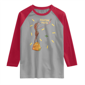 Funny Rigatoni Pasta Marcus The Worm Raglan Shirt Dramatic Pasta Lover Foodie Meme TS02 Sport Gray Red Print Your Wear