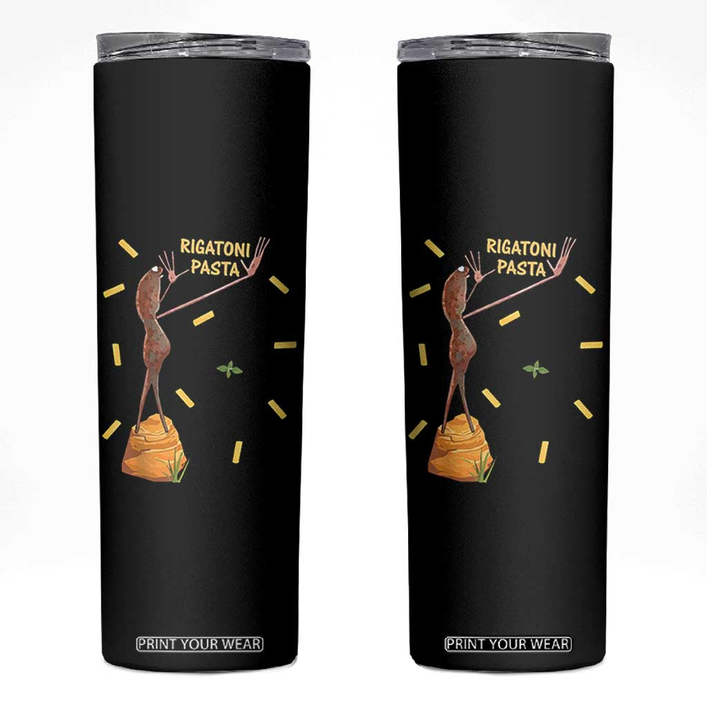 Funny Rigatoni Pasta Marcus The Worm Skinny Tumbler Dramatic Pasta Lover Foodie Meme TS02 Black Print Your Wear