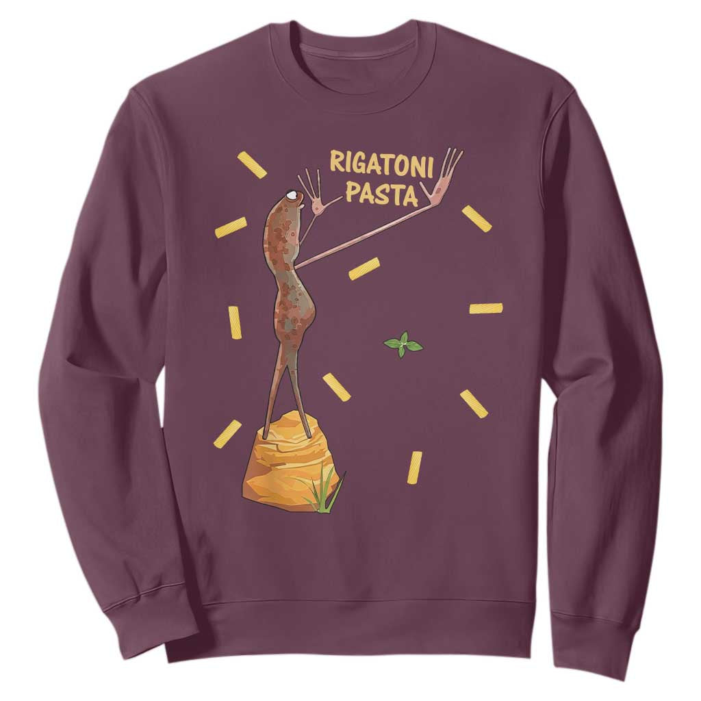 Funny Rigatoni Pasta Marcus The Worm Sweatshirt Dramatic Pasta Lover Foodie Meme TS02 Maroon Print Your Wear