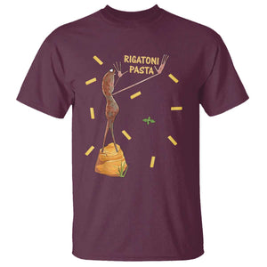 Funny Rigatoni Pasta Marcus The Worm T Shirt Dramatic Pasta Lover Foodie Meme TS02 Maroon Print Your Wear