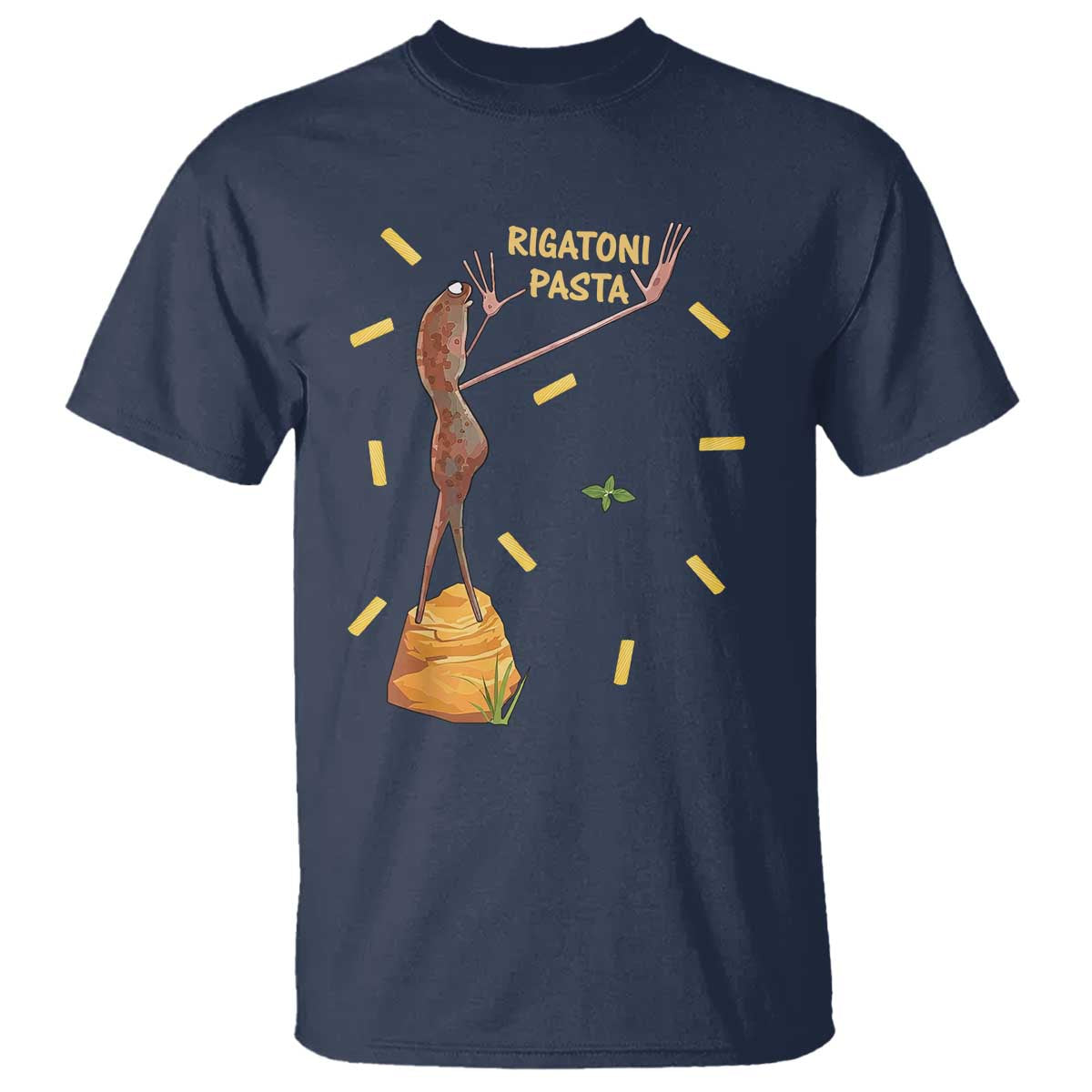 Funny Rigatoni Pasta Marcus The Worm T Shirt Dramatic Pasta Lover Foodie Meme TS02 Navy Print Your Wear