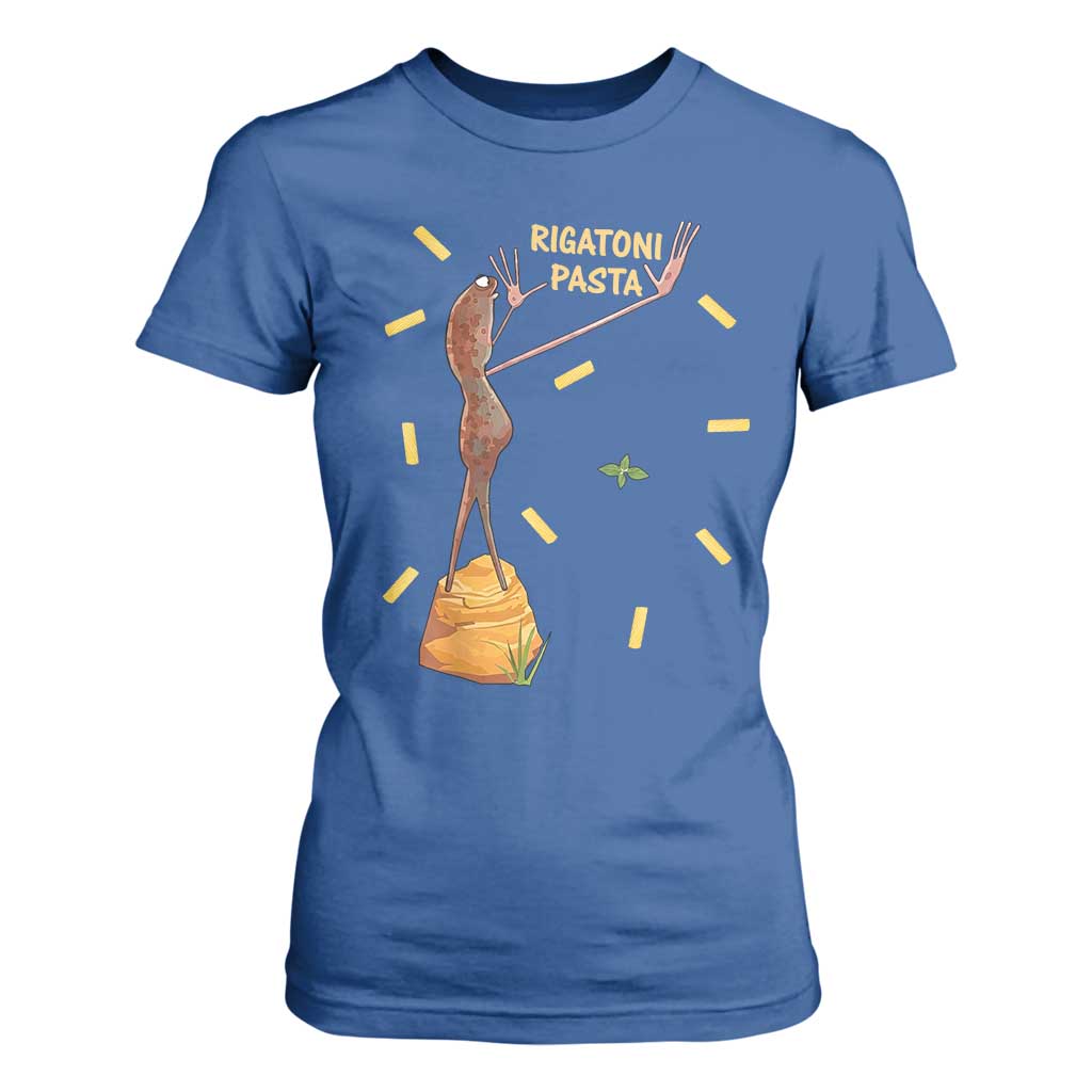 Funny Rigatoni Pasta Marcus The Worm T Shirt For Women Dramatic Pasta Lover Foodie Meme TS02 Royal Blue Print Your Wear