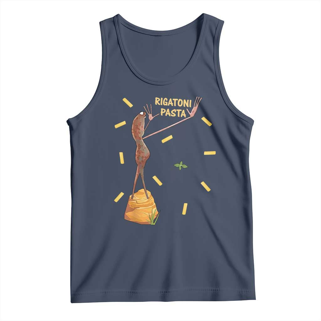 Funny Rigatoni Pasta Marcus The Worm Tank Top Dramatic Pasta Lover Foodie Meme TS02 Navy Print Your Wear