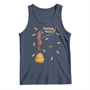Funny Rigatoni Pasta Marcus The Worm Tank Top Dramatic Pasta Lover Foodie Meme TS02 Navy Print Your Wear