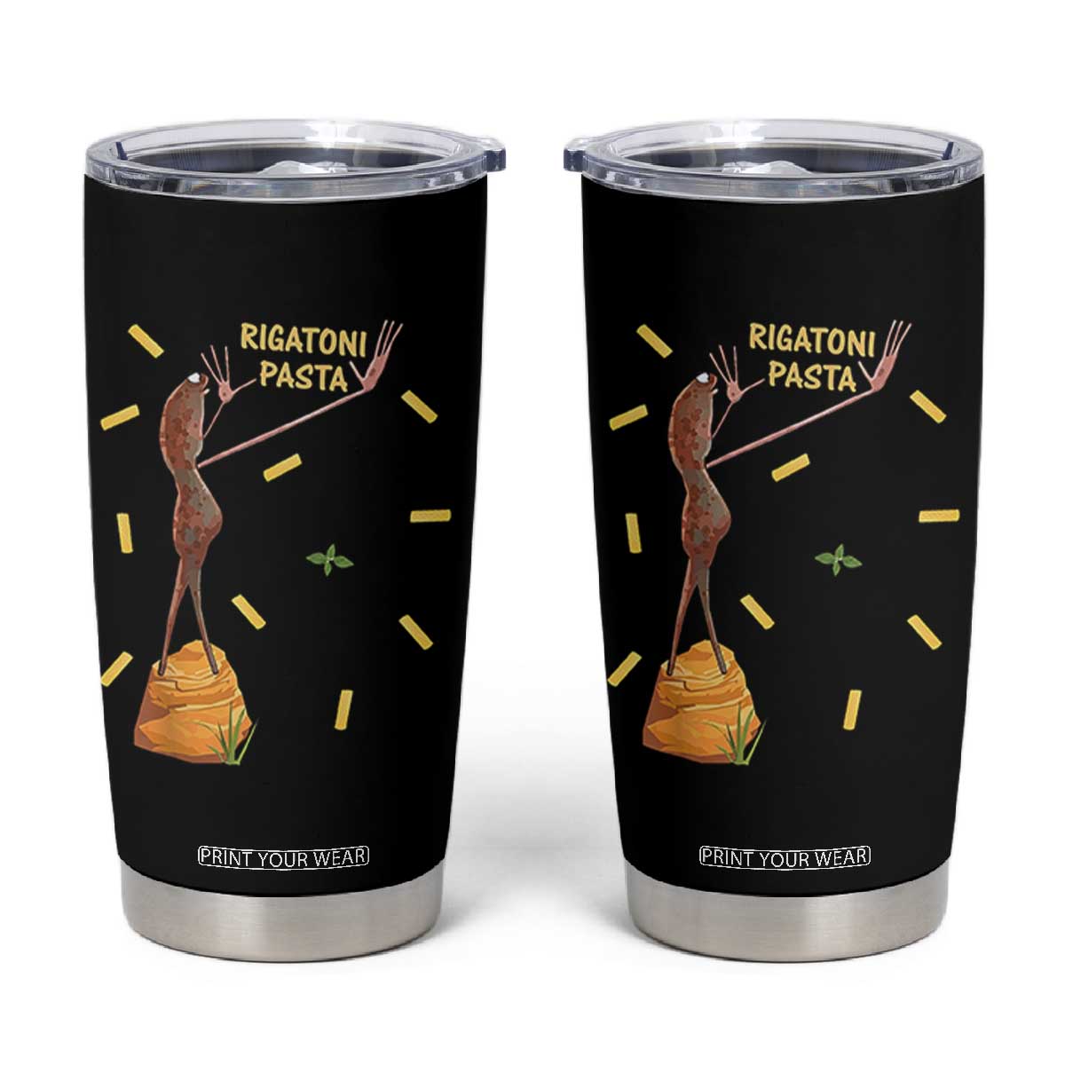 Funny Rigatoni Pasta Marcus The Worm Tumbler Cup Dramatic Pasta Lover Foodie Meme TS02 Black Print Your Wear