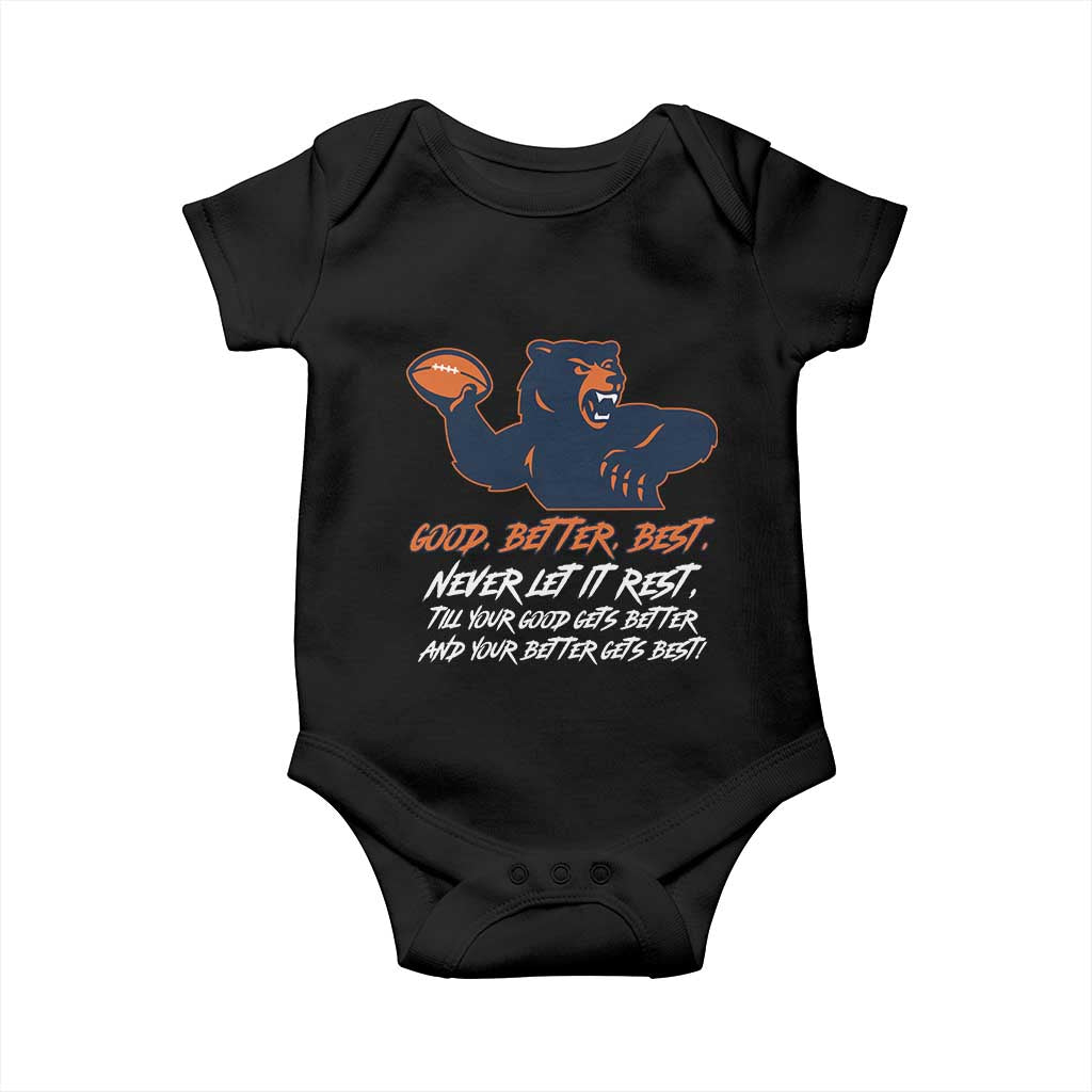 Good Better Best Baby Onesie Never Let It Rest Motivational CFB TS02 Black Print Your Wear