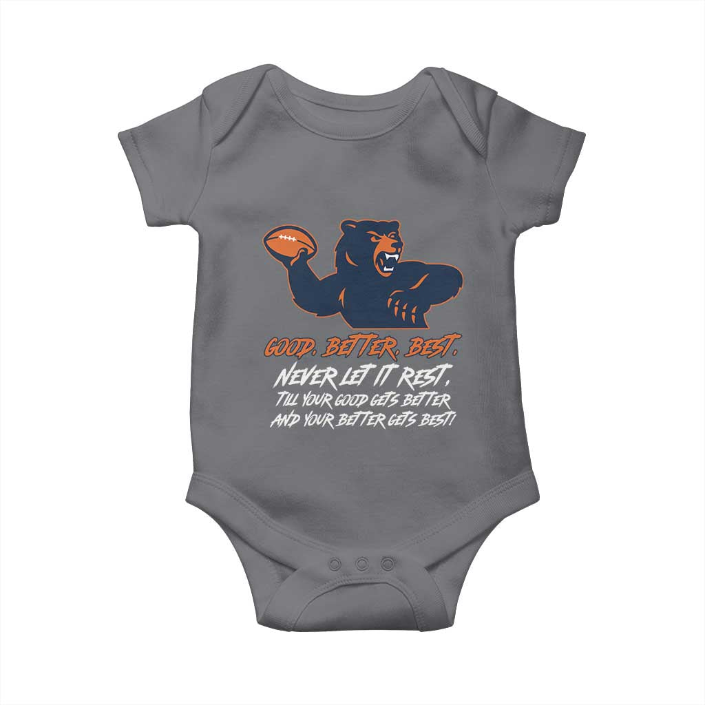 Good Better Best Baby Onesie Never Let It Rest Motivational CFB TS02 Charcoal Print Your Wear