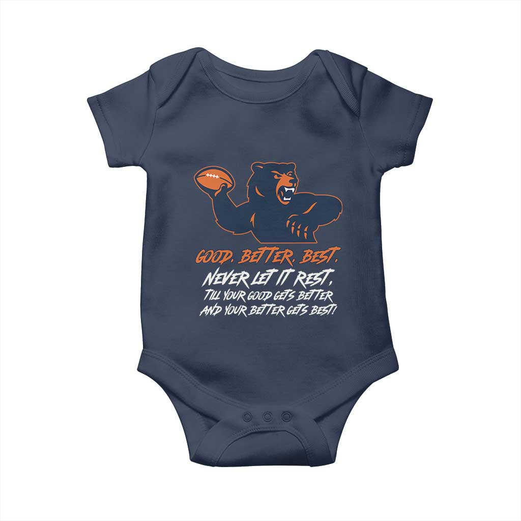 Good Better Best Baby Onesie Never Let It Rest Motivational CFB TS02 Navy Print Your Wear