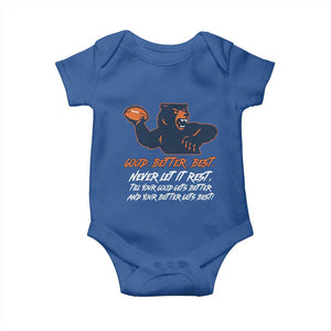 Good Better Best Baby Onesie Never Let It Rest Motivational CFB TS02 Royal Blue Print Your Wear
