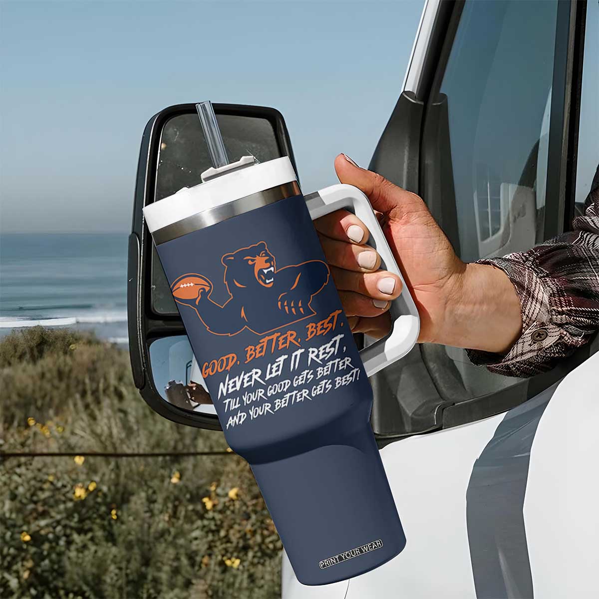 Good Better Best Tumbler With Handle Never Let It Rest Motivational CFB TS02 Print Your Wear