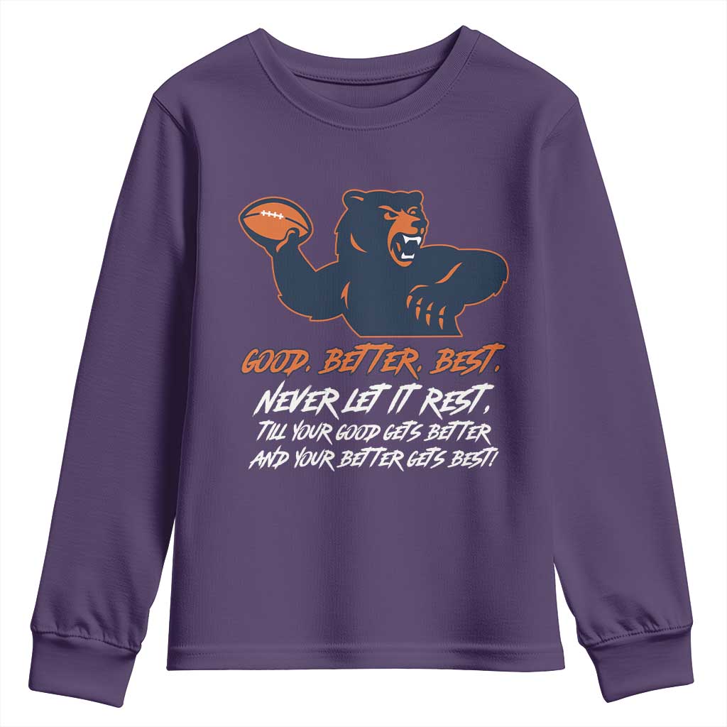 Good Better Best Youth Sweatshirt Never Let It Rest Motivational CFB TS02 Purple Print Your Wear