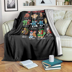 The 12 Brainrots of Christmas Throw Blanket Funny Cursed Meme Holiday Gag Gift TS02 Print Your Wear