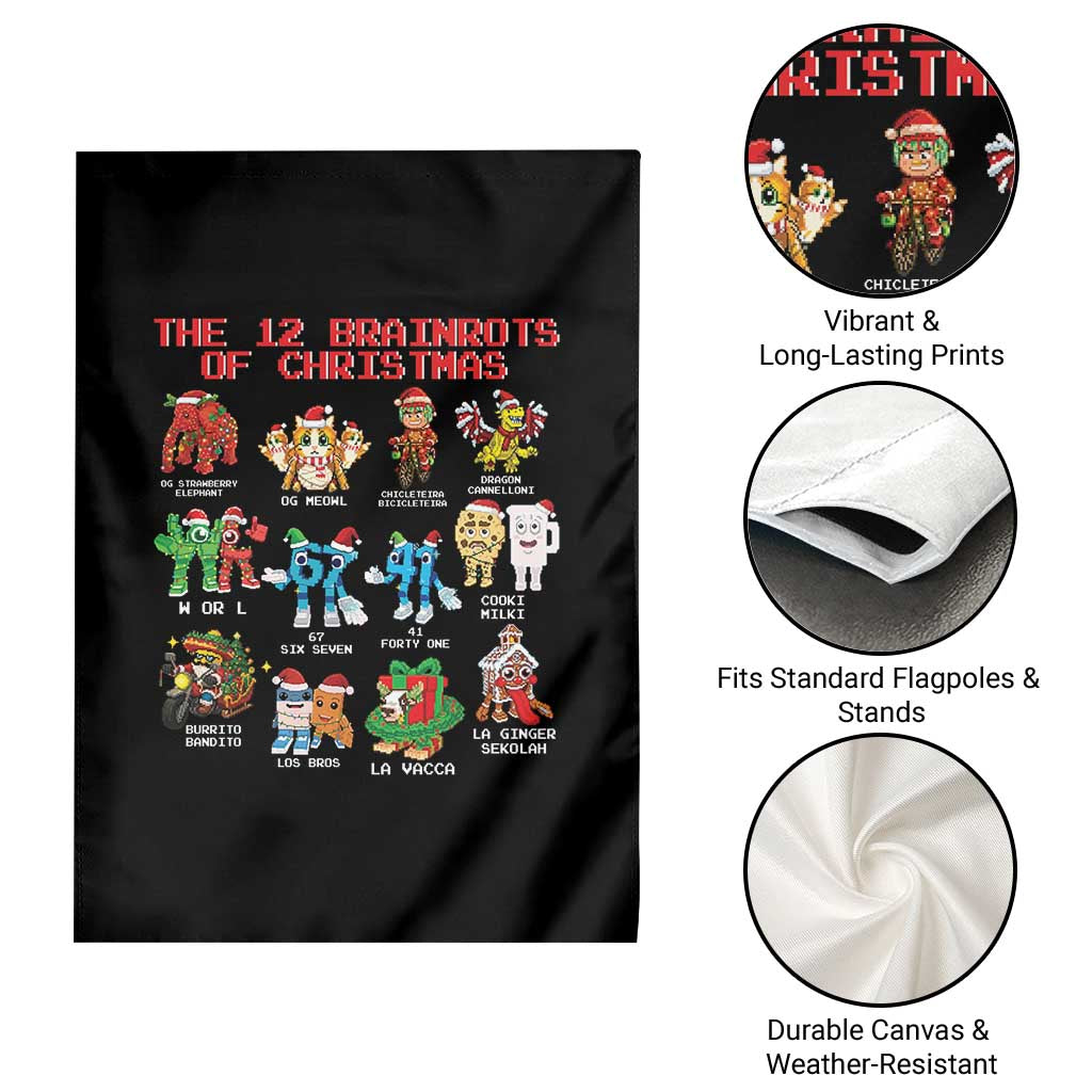 The 12 Brainrots of Christmas Garden Flag Funny Cursed Meme Holiday Gag Gift TS02 Print Your Wear