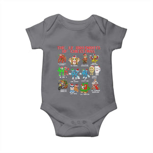The 12 Brainrots of Christmas Baby Onesie Funny Cursed Meme Holiday Gag Gift TS02 Charcoal Print Your Wear