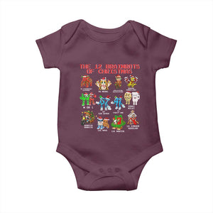 The 12 Brainrots of Christmas Baby Onesie Funny Cursed Meme Holiday Gag Gift TS02 Maroon Print Your Wear
