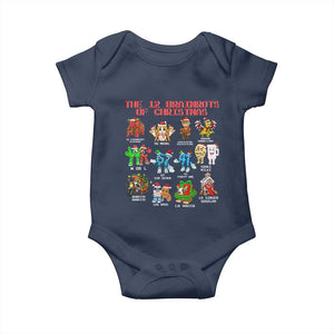 The 12 Brainrots of Christmas Baby Onesie Funny Cursed Meme Holiday Gag Gift TS02 Navy Print Your Wear