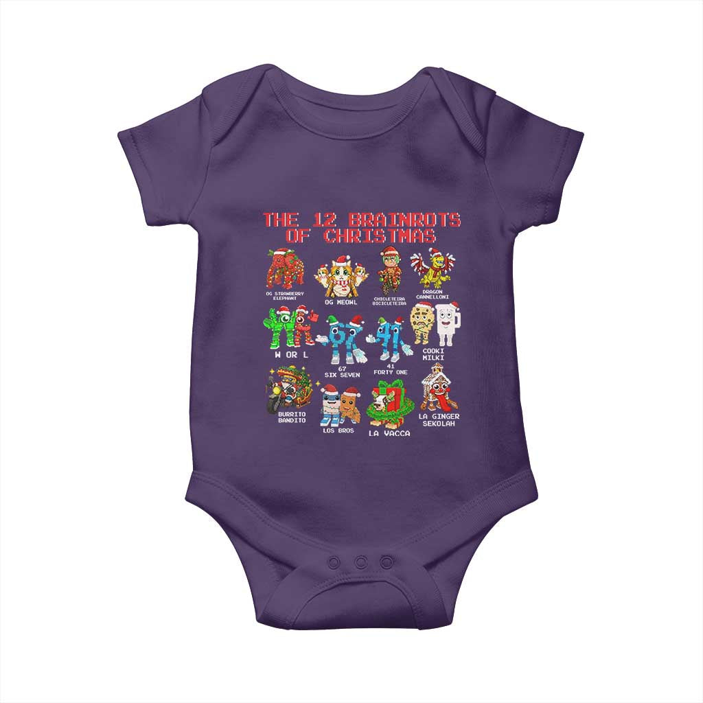 The 12 Brainrots of Christmas Baby Onesie Funny Cursed Meme Holiday Gag Gift TS02 Purple Print Your Wear