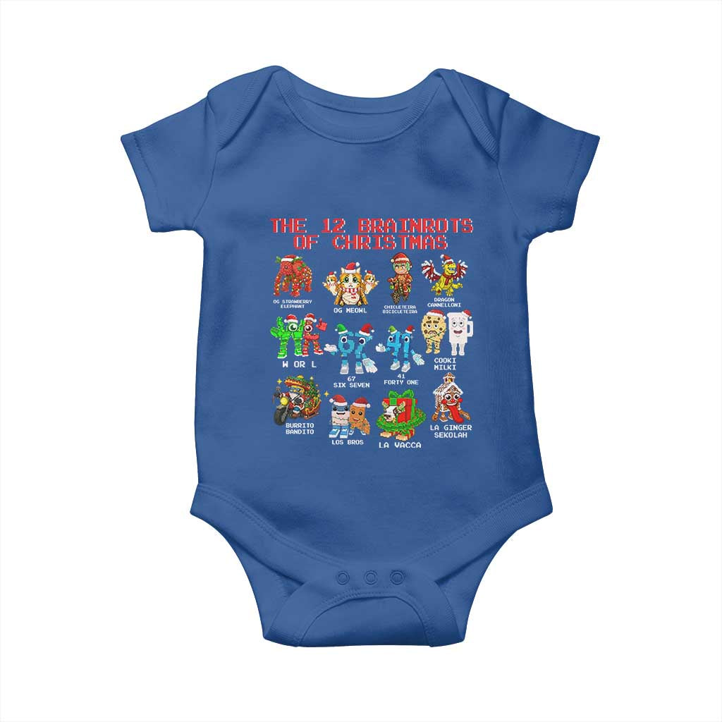 The 12 Brainrots of Christmas Baby Onesie Funny Cursed Meme Holiday Gag Gift TS02 Royal Blue Print Your Wear
