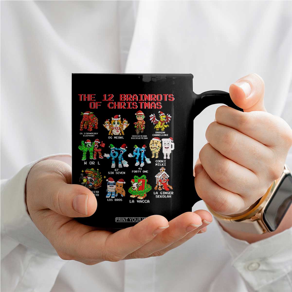 The 12 Brainrots of Christmas Coffee Mug Funny Cursed Meme Holiday Gag Gift TS02 Print Your Wear