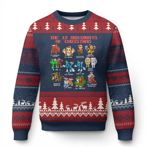 The 12 Brainrots of Xmas Ugly Christmas Sweater Funny Cursed Meme Holiday Gag Gift TS02 Navy Red Print Your Wear