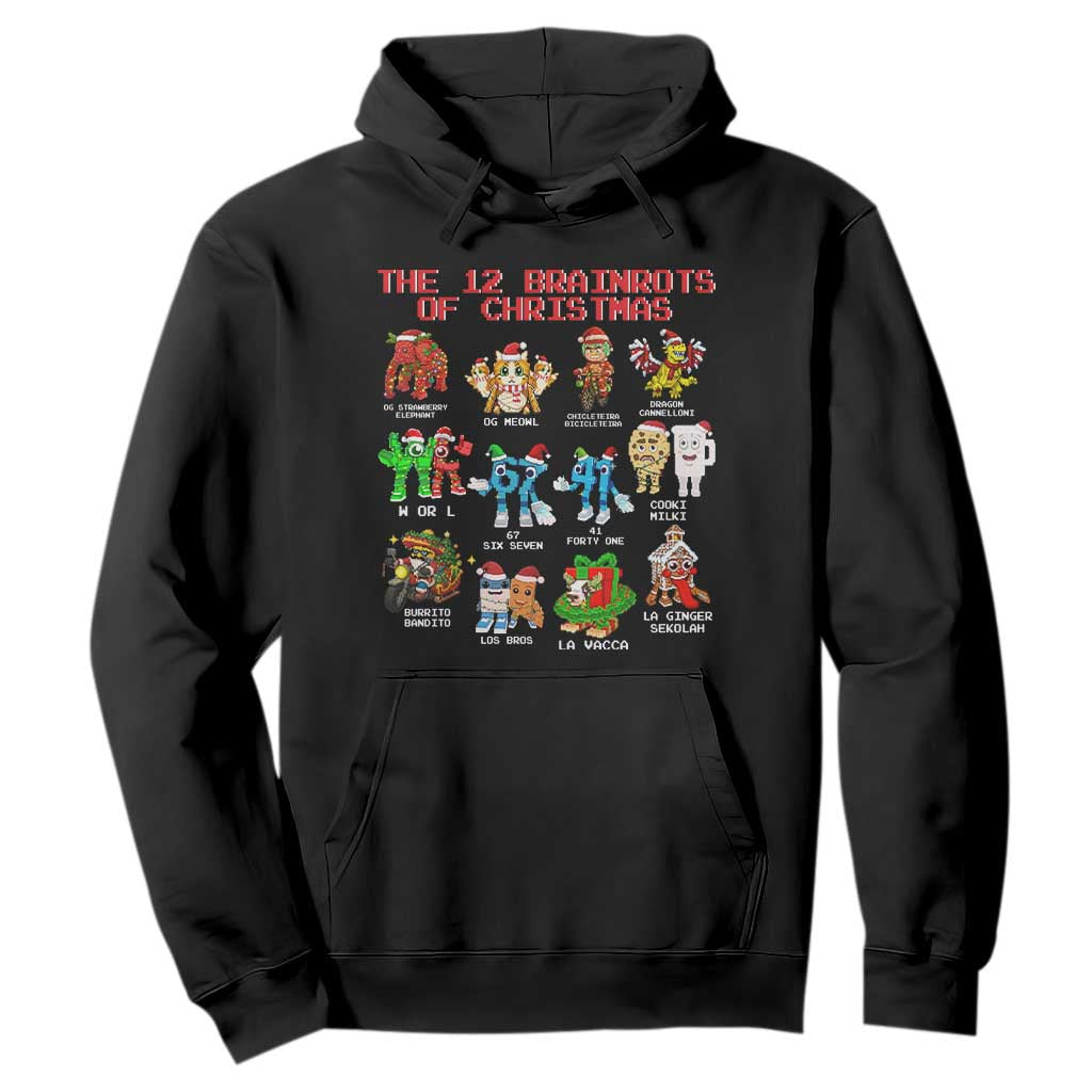 The 12 Brainrots of Christmas Hoodie Funny Cursed Meme Holiday Gag Gift TS02 Black Print Your Wear
