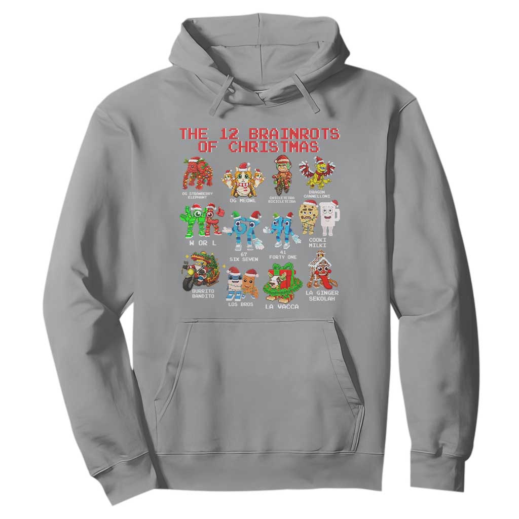 The 12 Brainrots of Christmas Hoodie Funny Cursed Meme Holiday Gag Gift TS02 Sport Gray Print Your Wear