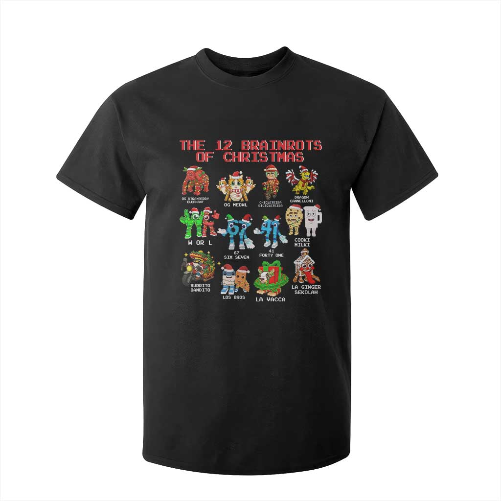 The 12 Brainrots of Christmas T Shirt For Kid Funny Cursed Meme Holiday Gag Gift TS02 Black Print Your Wear