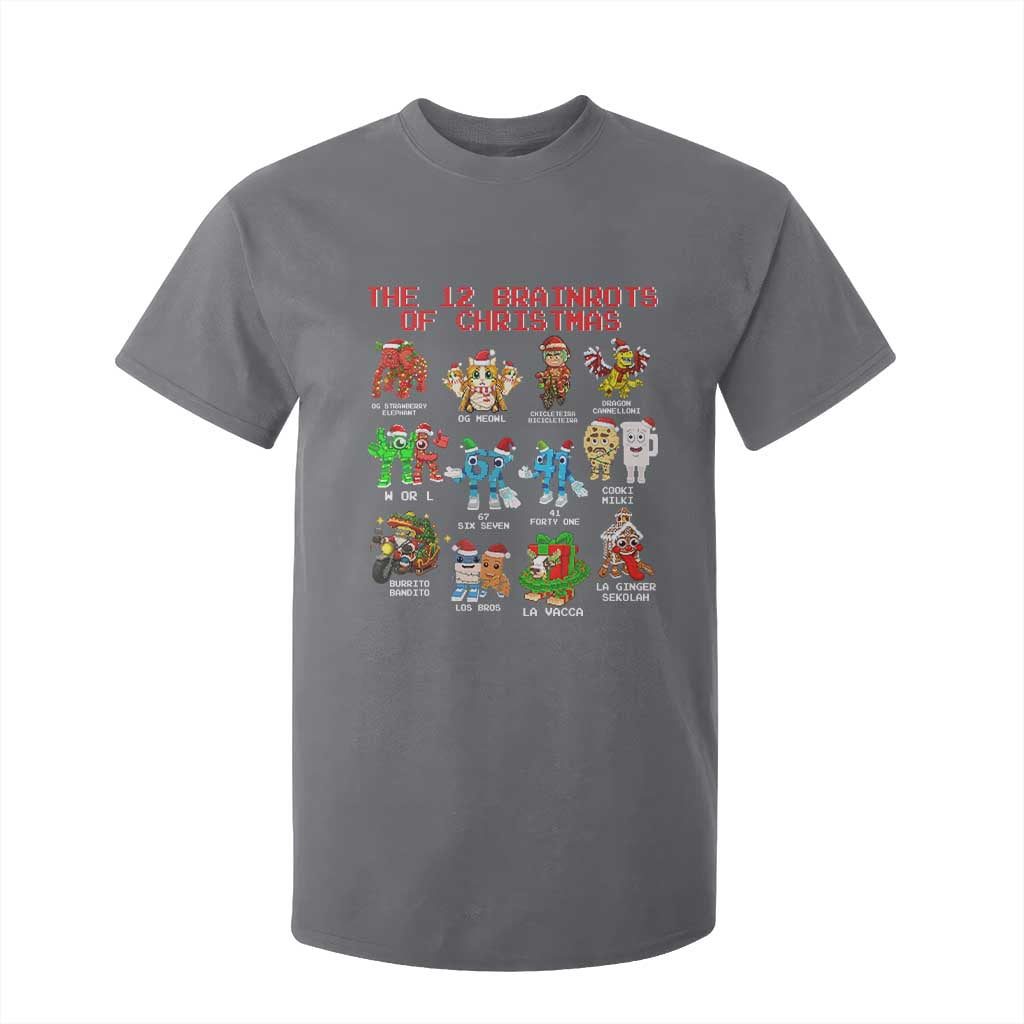 The 12 Brainrots of Christmas T Shirt For Kid Funny Cursed Meme Holiday Gag Gift TS02 Charcoal Print Your Wear