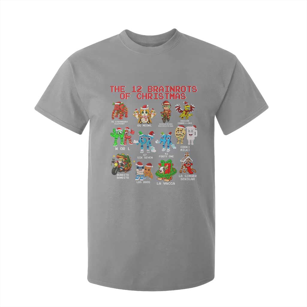 The 12 Brainrots of Christmas T Shirt For Kid Funny Cursed Meme Holiday Gag Gift TS02 Sport Gray Print Your Wear