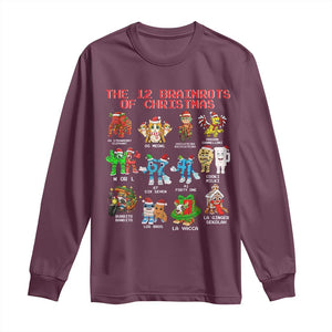 The 12 Brainrots of Christmas Long Sleeve Shirt Funny Cursed Meme Holiday Gag Gift TS02 Maroon Print Your Wear