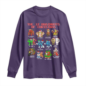 The 12 Brainrots of Christmas Long Sleeve Shirt Funny Cursed Meme Holiday Gag Gift TS02 Purple Print Your Wear