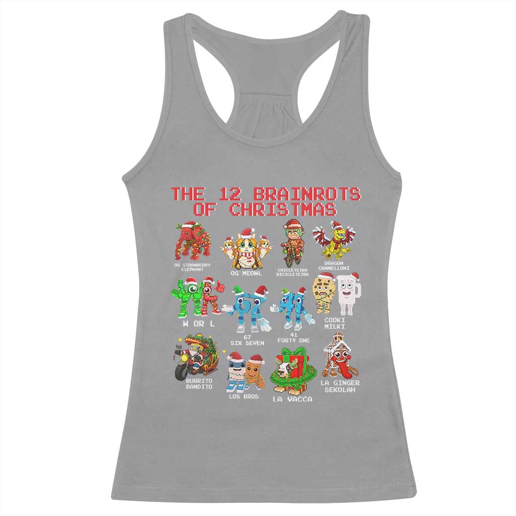 The 12 Brainrots of Christmas Racerback Tank Top Funny Cursed Meme Holiday Gag Gift TS02 Sport Gray Print Your Wear
