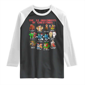 The 12 Brainrots of Christmas Raglan Shirt Funny Cursed Meme Holiday Gag Gift TS02 Black White Print Your Wear